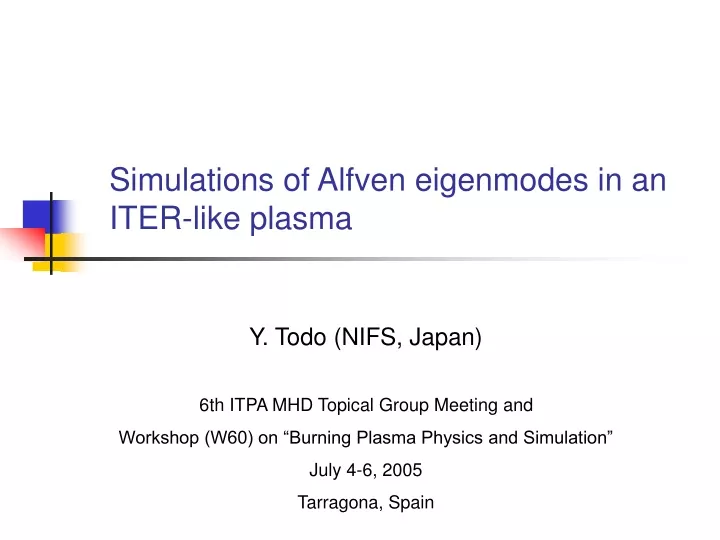 simulations of alfven eigenmodes in an iter like plasma