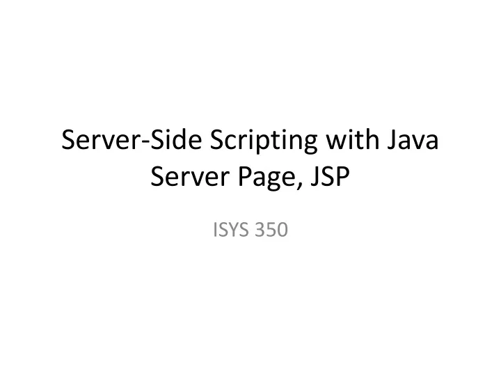 server side scripting with java server page jsp