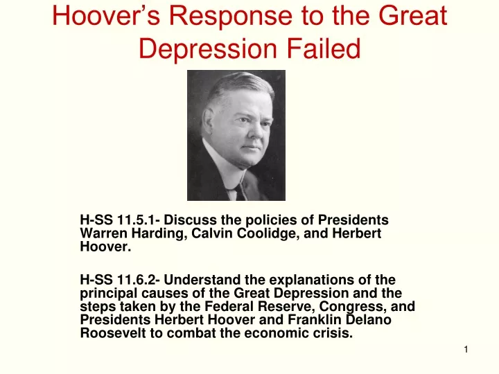 hoover s response to the great depression failed