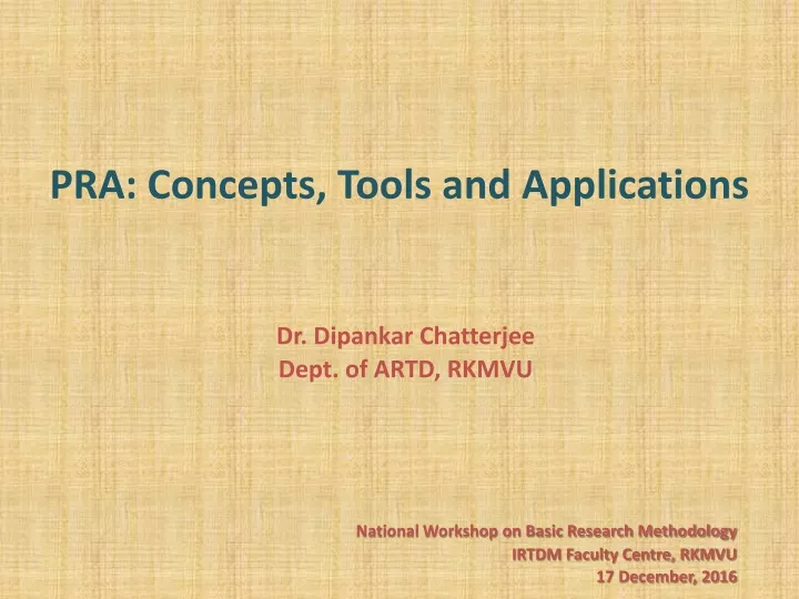 pra concepts tools and applications