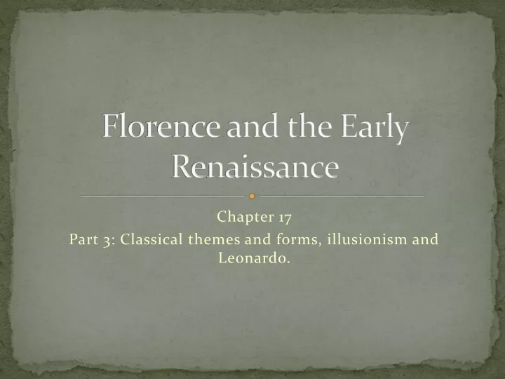 florence and the early renaissance