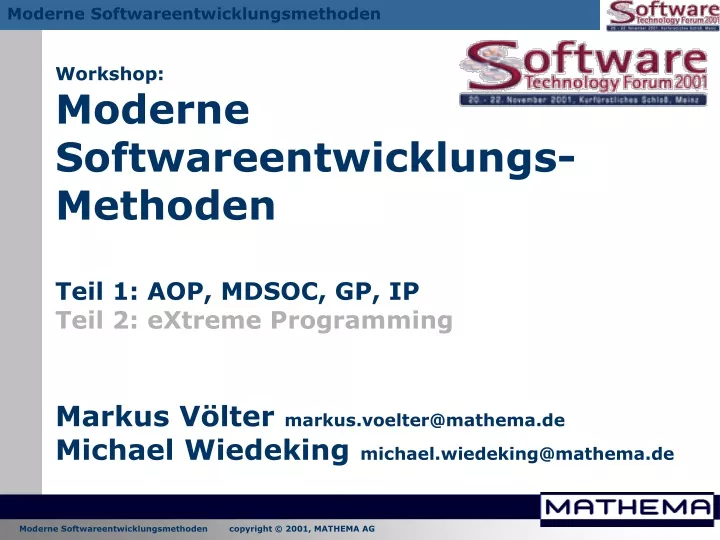 workshop moderne softwareentwicklungs methoden