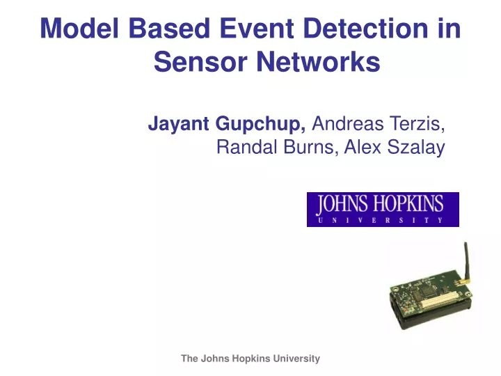 model based event detection in sensor networks