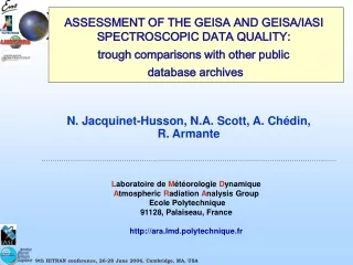 ASSESSMENT OF THE GEISA AND GEISA/IASI SPECTROSCOPIC DATA QUALITY: