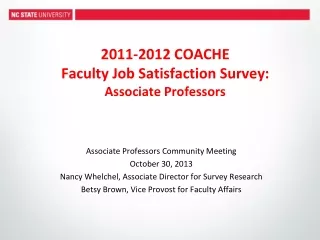 2011-2012 COACHE Faculty Job Satisfaction Survey: Associate Professors