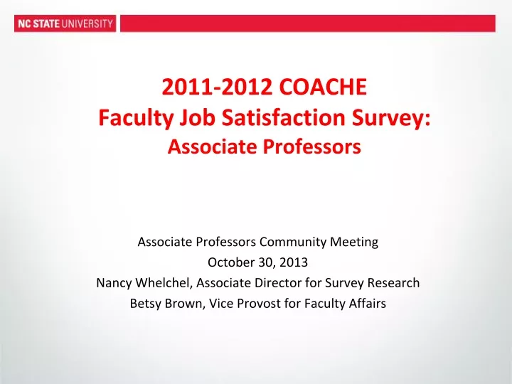 2011 2012 coache faculty job satisfaction survey associate professors