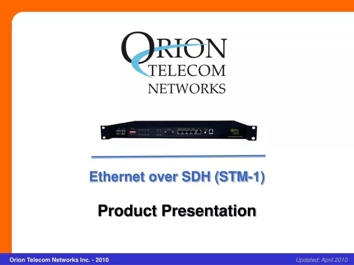 ethernet over sdh stm 1 product presentation
