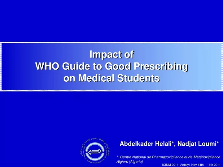 impact of who guide to good prescribing
