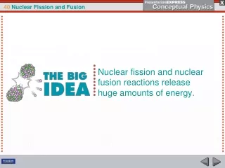 Nuclear fission and nuclear fusion reactions release huge amounts of energy.