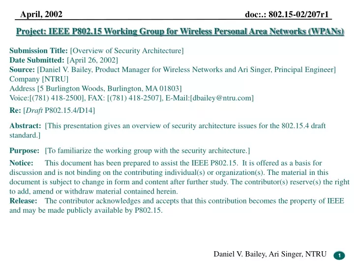 project ieee p802 15 working group for wireless