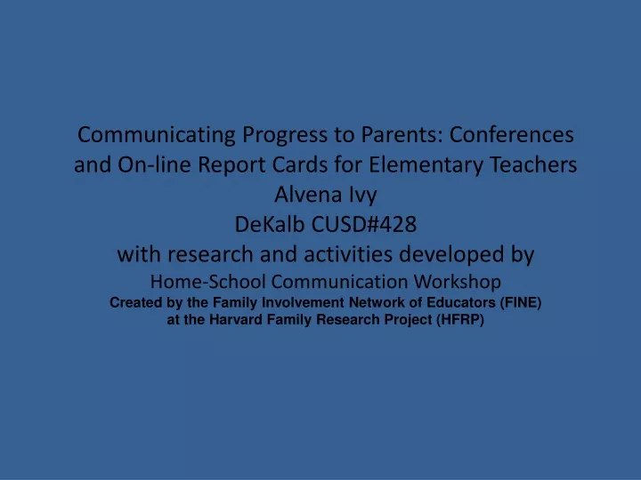 communicating progress to parents conferences