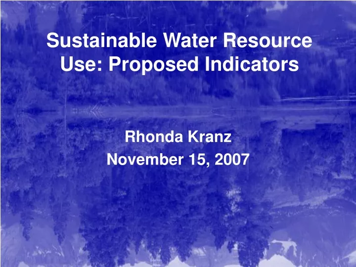sustainable water resource use proposed indicators
