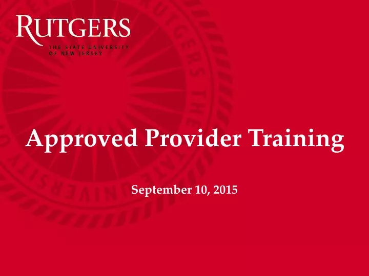 approved provider training september 10 2015