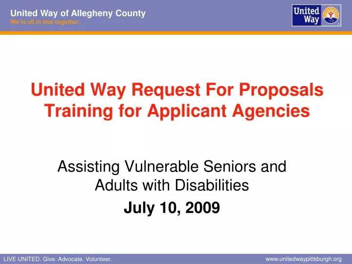 united way request for proposals training for applicant agencies