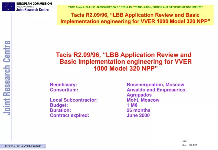 tacis r2 09 96 lbb application review and basic