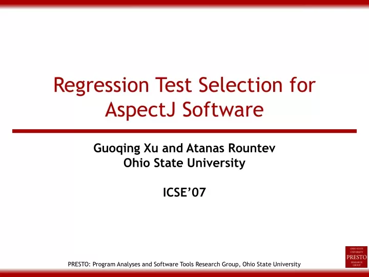 regression test selection for aspectj software