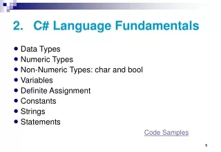 2. 	C# Language Fundamentals