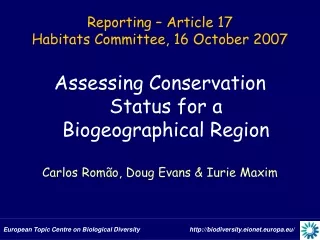 Reporting – Article 17 Habitats Committee, 16 October 2007