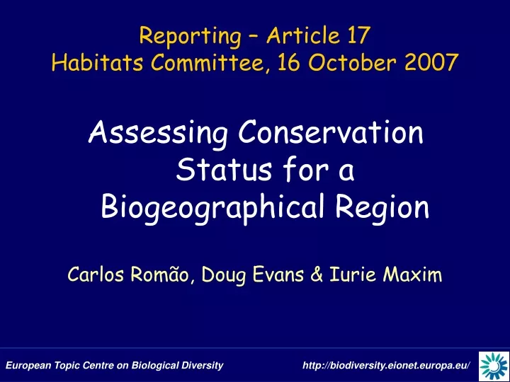 reporting article 17 habitats committee 16 october 2007
