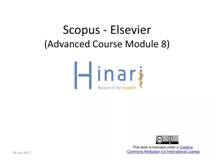 scopus elsevier advanced course module 8