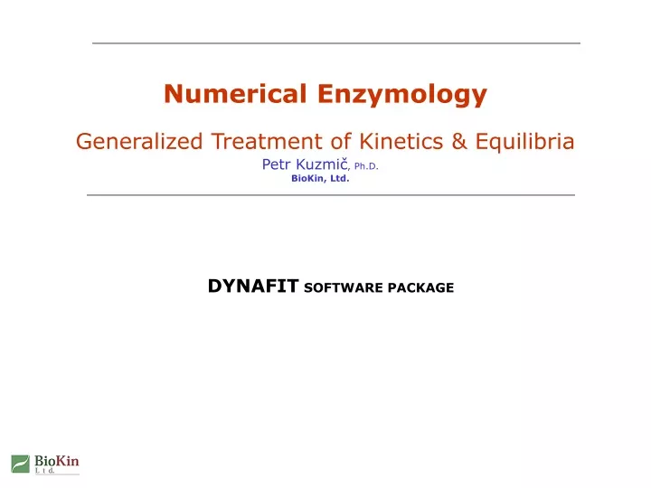 numerical enzymology generalized treatment