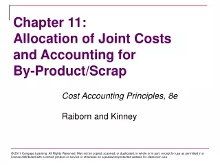 Cost Accounting Principles, 8e Raiborn and Kinney