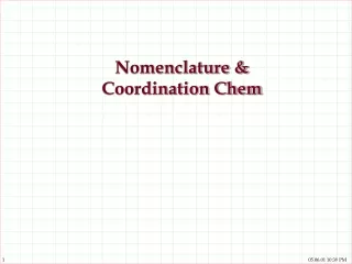 Nomenclature &amp; Coordination Chem