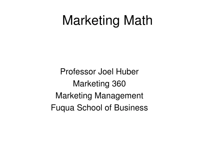 marketing math