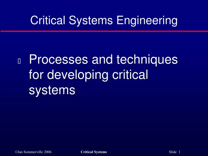 critical systems engineering
