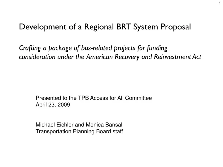 development of a regional brt system proposal