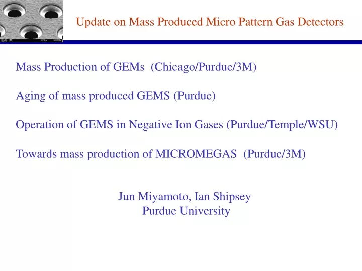 update on mass produced micro pattern