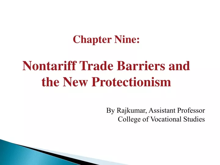 chapter nine nontariff trade barriers