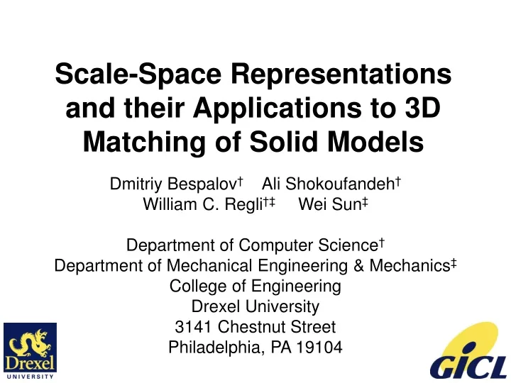 scale space representations and their applications to 3d matching of solid models