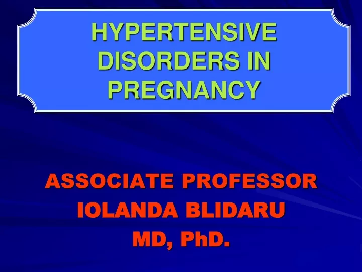 hypertensive disorders in pregnancy