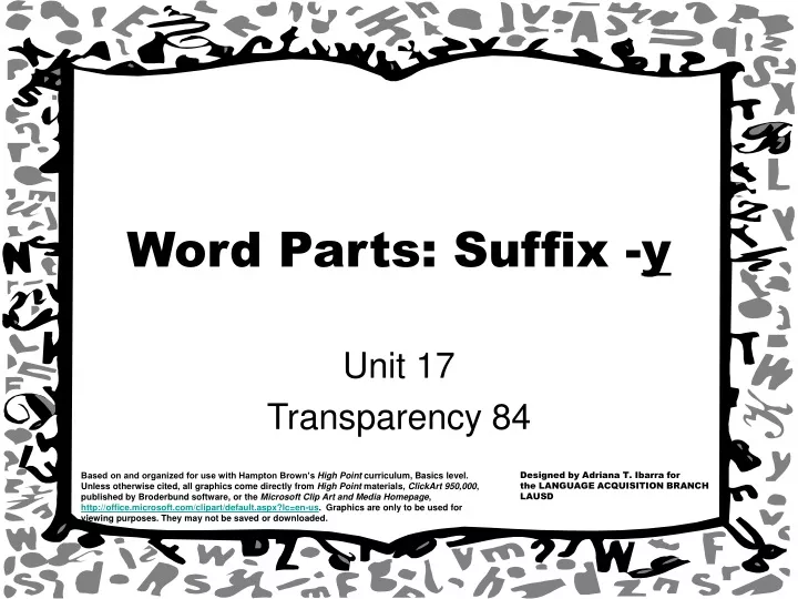 word parts suffix y
