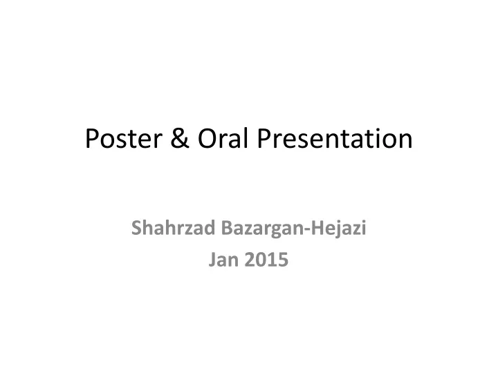 poster oral presentation