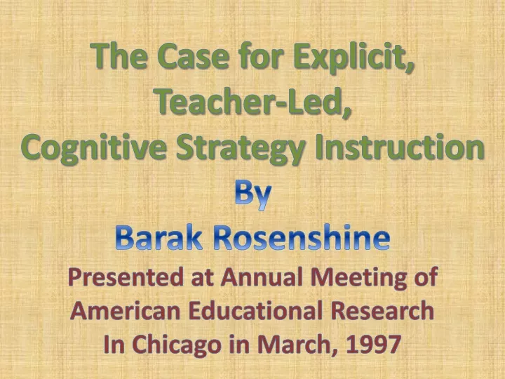 the case for explicit teacher led cognitive