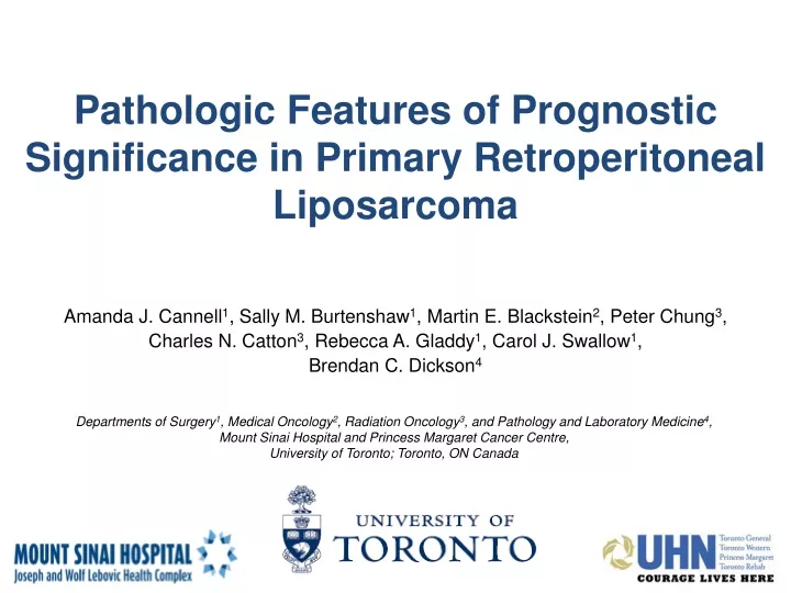 pathologic features of prognostic significance in primary retroperitoneal liposarcoma