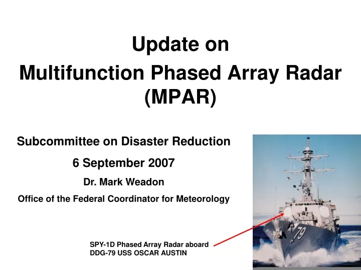 update on multifunction phased array radar mpar