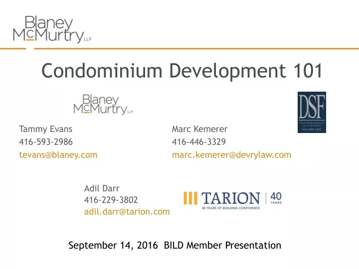 condominium development 101