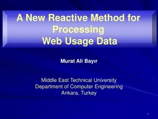Murat Ali Bay ı r Middle East Technical University Department of Computer Engineering