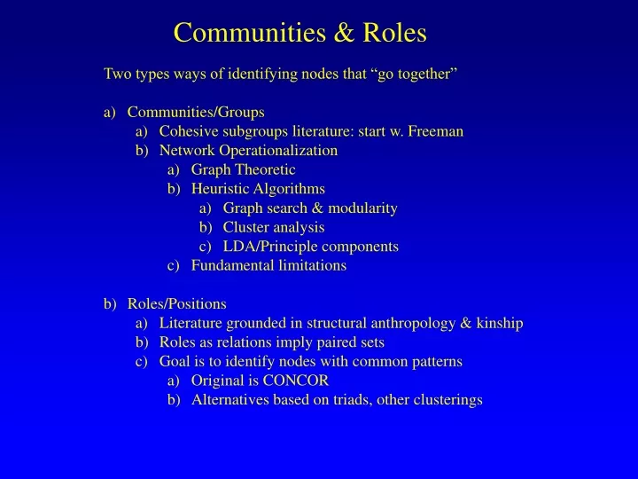 communities roles