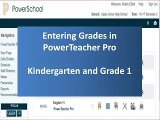 Entering Grades in  PowerTeacher  Pro Kindergarten and Grade 1