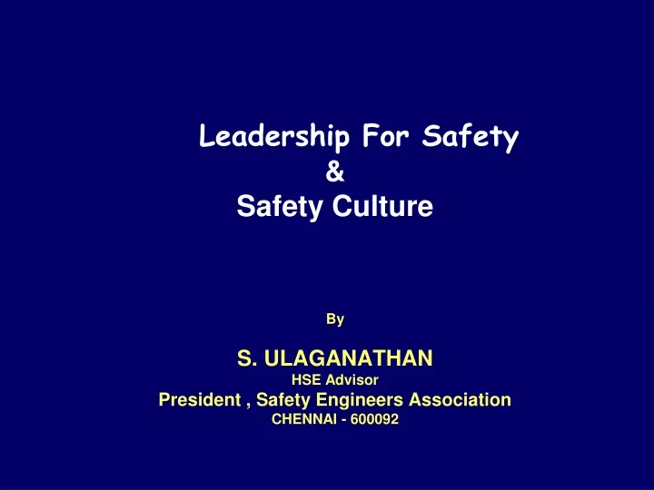 leadership for safety safety culture