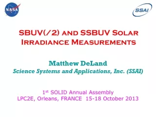 SBUV(/2) and SSBUV Solar Irradiance Measurements