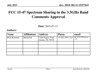 FCC 15-47 Spectrum Sharing in the 3.5GHz Band Comments Approval