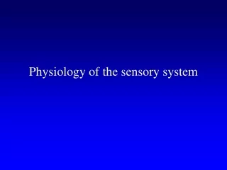 Physiology of the sensory system
