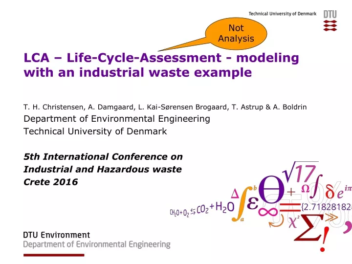 lca life cycle assessment modeling with an industrial waste example