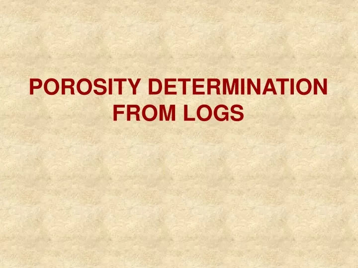 porosity determination from logs