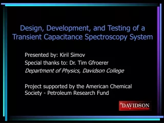 Design, Development, and Testing of a Transient Capacitance Spectroscopy System